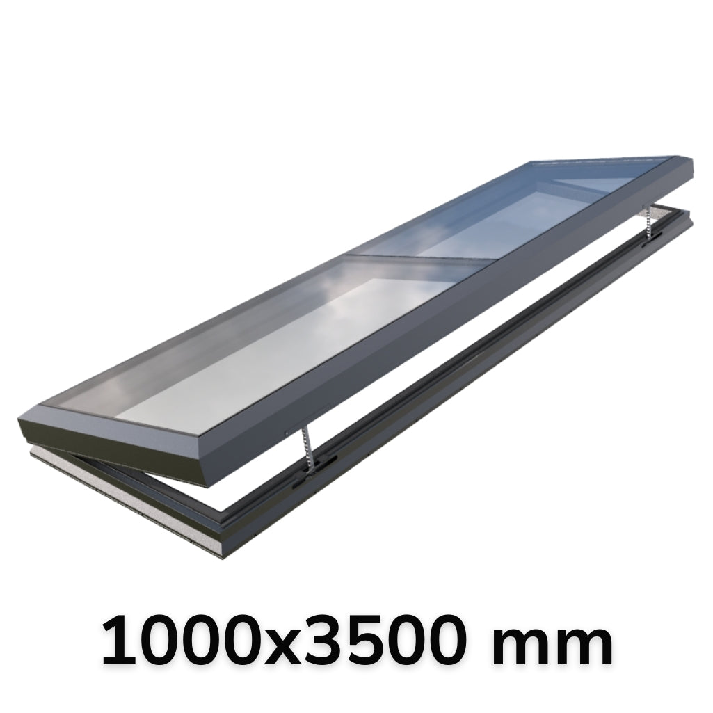 Puits de lumière modulaire à ouverture électrique 1 000 x 3 500 mm (0 fixe, 1 ouvrant)