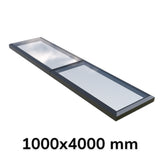 1000 x 4000 mm Fixed Glass Link Modular Skylight (2 Fixed 0 Opening)