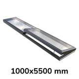 1000 x 5500 mm Electric Opening Glass Link Modular Skylight (1 Fixed 1 Opening)