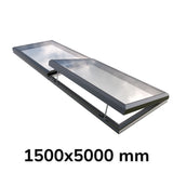 1500 x 5000 mm Electric Opening Glass Link Modular Skylight (1 Fixed 1 Opening)