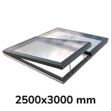 2500 x 3000 mm Electric Opening Glass Link Modular Skylight (1 Fixed 1 Opening)