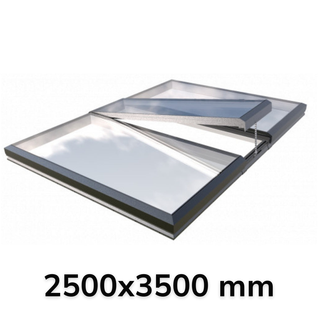 2500 x 3500 mm Electric Opening Glass Link Modular Skylight (2 Fixed 1 Opening)