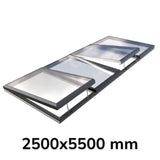 2500 x 5500 mm Electric Opening Glass Link Modular Skylight (2 Fixed 2 Opening)