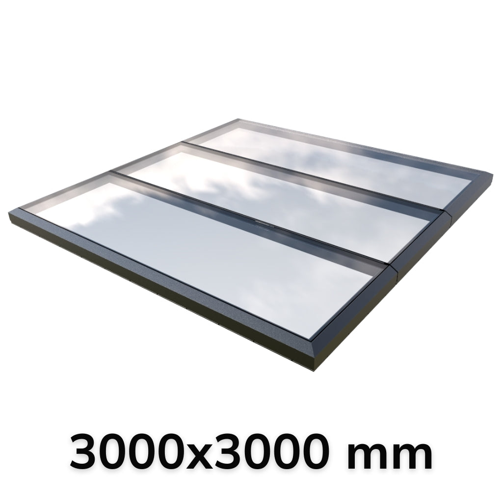 3000 x 3000 mm Fixed Glass Link Modular Skylight (3 Fixed 0 Opening)