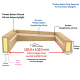 1000 x 1000 mm geïsoleerde opstand voor plat daklicht