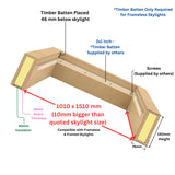 1000 x 1500 mm geïsoleerde opstand voor hellend dak daklicht