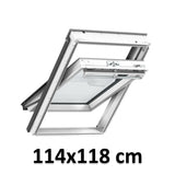 114x118 cm VELUX GGU SK06 0068 Manual Centre-Pivot Roof Window | White Polyurethane Maintenance Free | Triple Glazed.