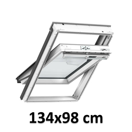 134x98 cm VELUX GGU UK04 0370 Manual Centre-Pivot Roof Window | White Polyurethane Maintenance Free | Double Glazed.