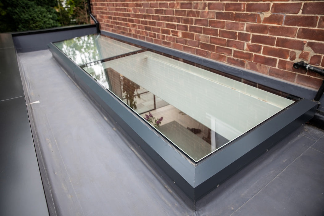 1000 x 5000 mm Electric Opening Glass Link Modular Skylight (1 Fixed 1 Opening)