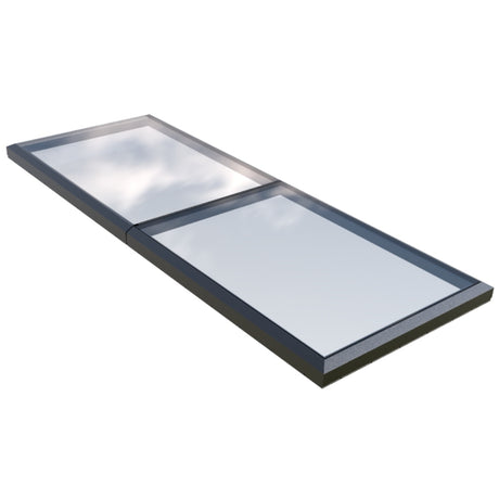 1500 x 4000 mm Fixed Glass Link Modular Skylight (2 Fixed 0 Opening)