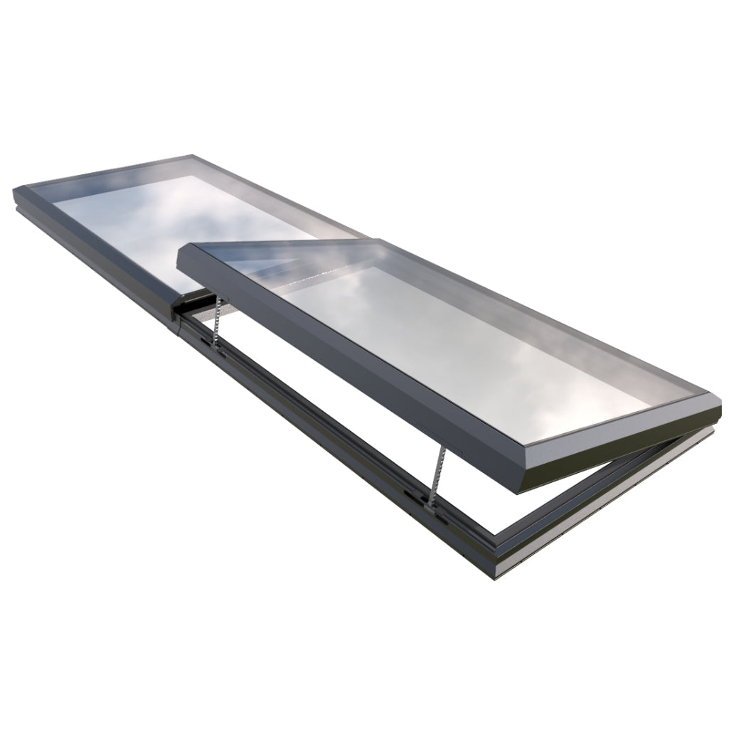 1500 x 5500 mm Electric Opening Glass Link Modular Skylight (1 Fixed 1 Opening)