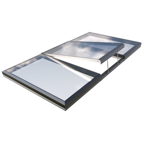 2500 x 4500 mm Electric Opening Glass Link Modular Skylight (2 Fixed 1 Opening)