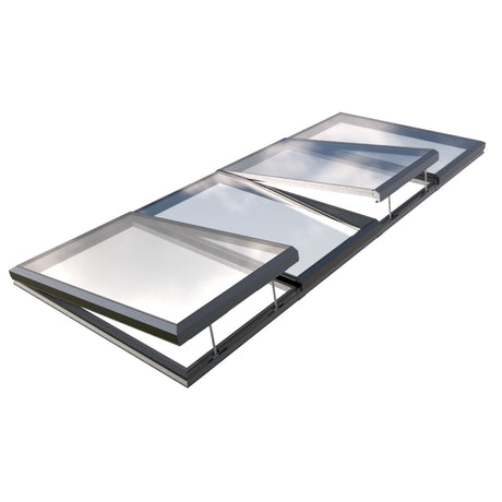 2500 x 5500 mm Electric Opening Glass Link Modular Skylight (2 Fixed 2 Opening)