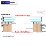 40 x 40 cm LD Lanterneau Avec Cadre pour Toit Plat