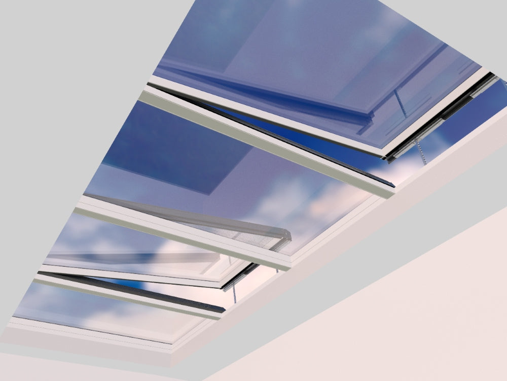 2500 x 5500 mm Electric Opening Glass Link Modular Skylight (2 Fixed 2 Opening)