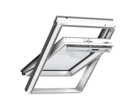 55x78 cm VELUX GGU CK02 0062 Manual Centre-Pivot Roof Window | White Polyurethane Maintenance Free | Triple Glazed.