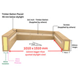 1000 x 1500 mm geïsoleerde opstand voor plat daklicht