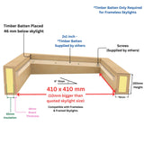 400 x 400 mm geïsoleerde opstand voor plat daklicht