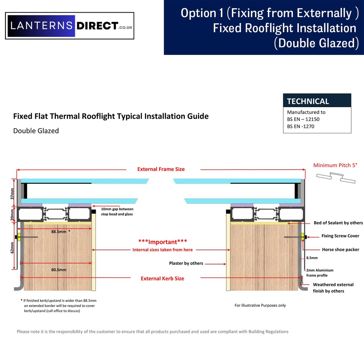 500 x 3000 mm LD-framed hellend daklicht