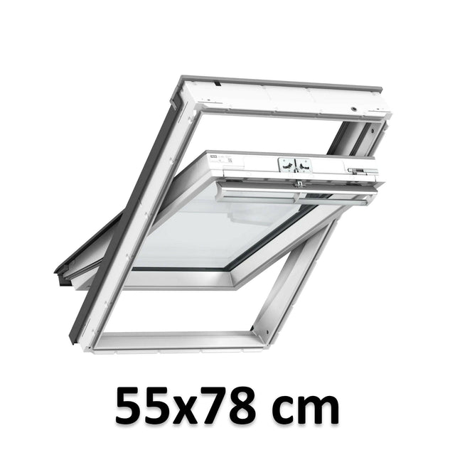 55x78 cm VELUX GGU CK02 0062 Manual Centre-Pivot Roof Window | White Polyurethane Maintenance Free | Triple Glazed.