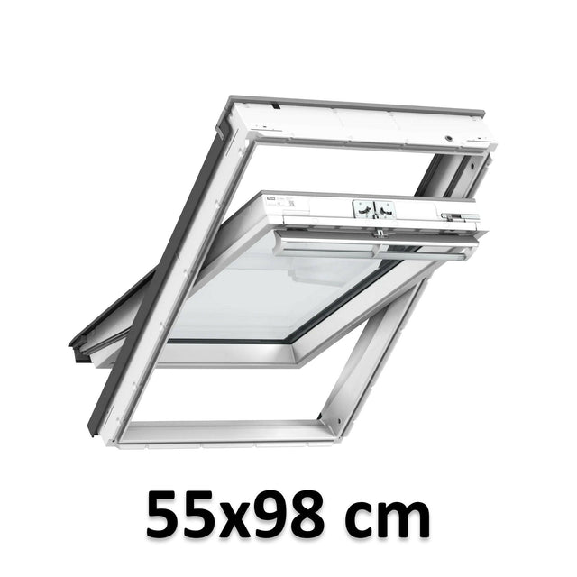 55x98 cm VELUX GGU CK04 0366 Manual Centre-Pivot Roof Window | White Polyurethane Maintenance Free | Triple Glazed.