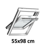 55x98 cm VELUX GGU CK04 0068 Manual Centre-Pivot Roof Window | White Polyurethane Maintenance Free | Triple Glazed.