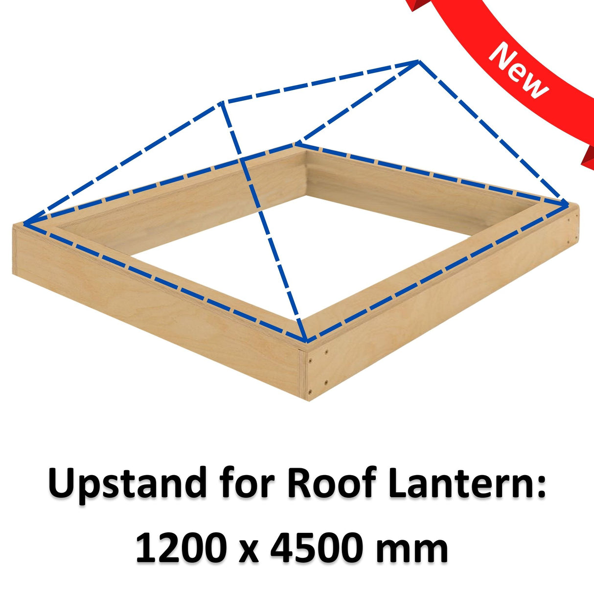 1200 x 4500 mm geïsoleerde opstand voor daklantaarn