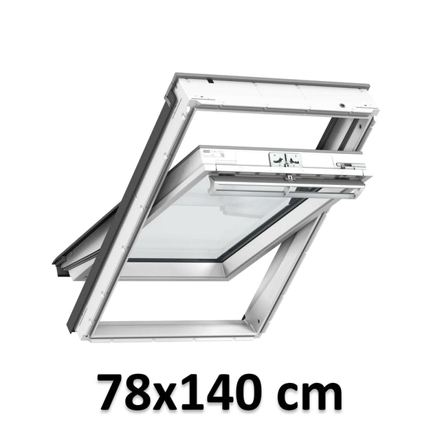 78x140 cm VELUX GGU MK08 0067 Manual Centre-Pivot Roof Window | White Polyurethane Maintenance Free | Triple Glazed.