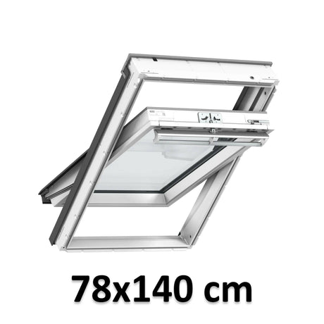 78x140 cm VELUX GGU MK08 0070 Manual Centre-Pivot Roof Window | White Polyurethane Maintenance Free | Double Glazed.