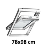 78x98 cm VELUX GGU MK04 0070 Manual Centre-Pivot Roof Window | White Polyurethane Maintenance Free | Double Glazed.