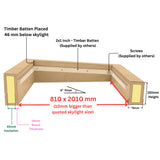 800 x 2000 mm geïsoleerde opstand voor plat daklicht