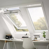 114x140 cm VELUX GGU SK08 0370 Manual Centre-Pivot Roof Window | White Polyurethane Maintenance Free | Double Glazed.